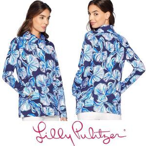 Lilly Pulitzer Booker Popover UPF 50+ Bright Navy in Reel Life Size XS‎ NWT $98